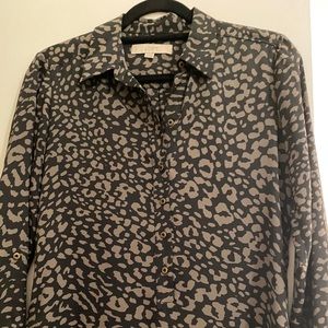 LOFT black and grey cheetah print shirt dress